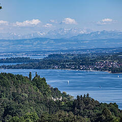 Aussicht auf den Bodensee vom Haldenhof über Überlingen