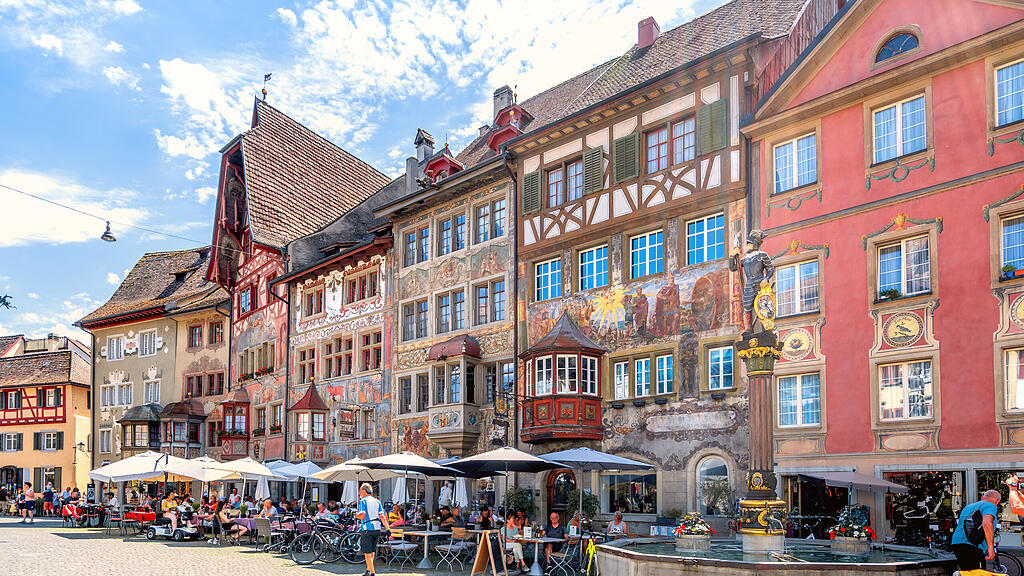 Fachwerkhäuser einer Stadt am Hochrhein Fachwerkhäuser einer Stadt am Hochrhein
