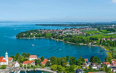 Luftaufnahme vom Bodensee von Wasserburg bis Nonnenhorn