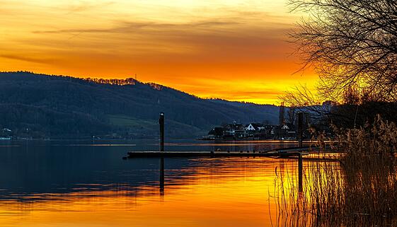 Sonneuntegang - Blick von Gaienhofen auf Hemmenhofen
