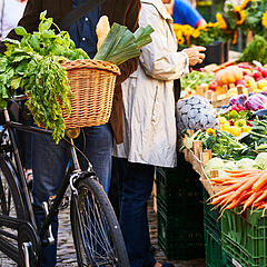 Gemüsestand auf dem Salemer Wochenmarkt