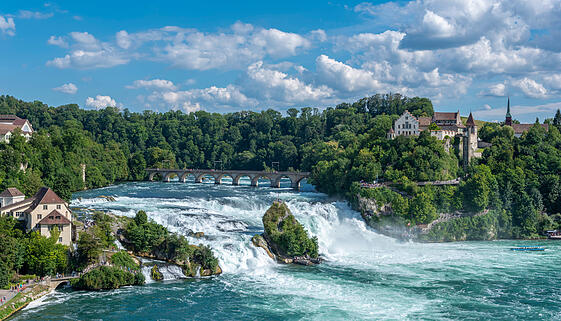 View of the Rhine Falls with the Laufen Castle in Neuhausen