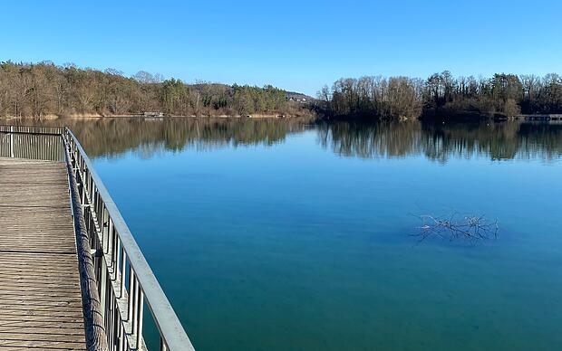 Aussicht vom Steg Rundweg Schlosssee Salem Schlosssee