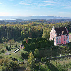 Luftaufnahme des Schloss‘ Freudental bei Allensbach