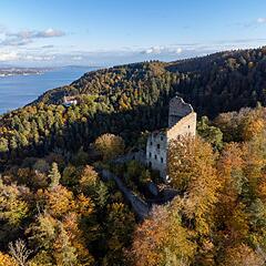 Luftbild Burgruine Alt-Bodman und das Kloster Frauenberg