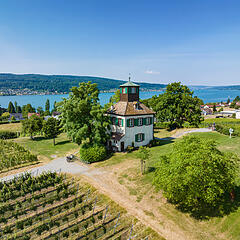 Luftbild vom Aussichtspunkt Hochwart auf der Insel Reichenau